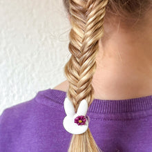 Afbeelding in Gallery-weergave laden, Haarelastiekje konijn met bloem paars small