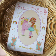 Afbeelding in Gallery-weergave laden, Uitnodiging kinderfeestje - eenhoorns en regenbogen