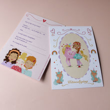 Afbeelding in Gallery-weergave laden, Uitnodiging kinderfeestje - eenhoorns en regenbogen