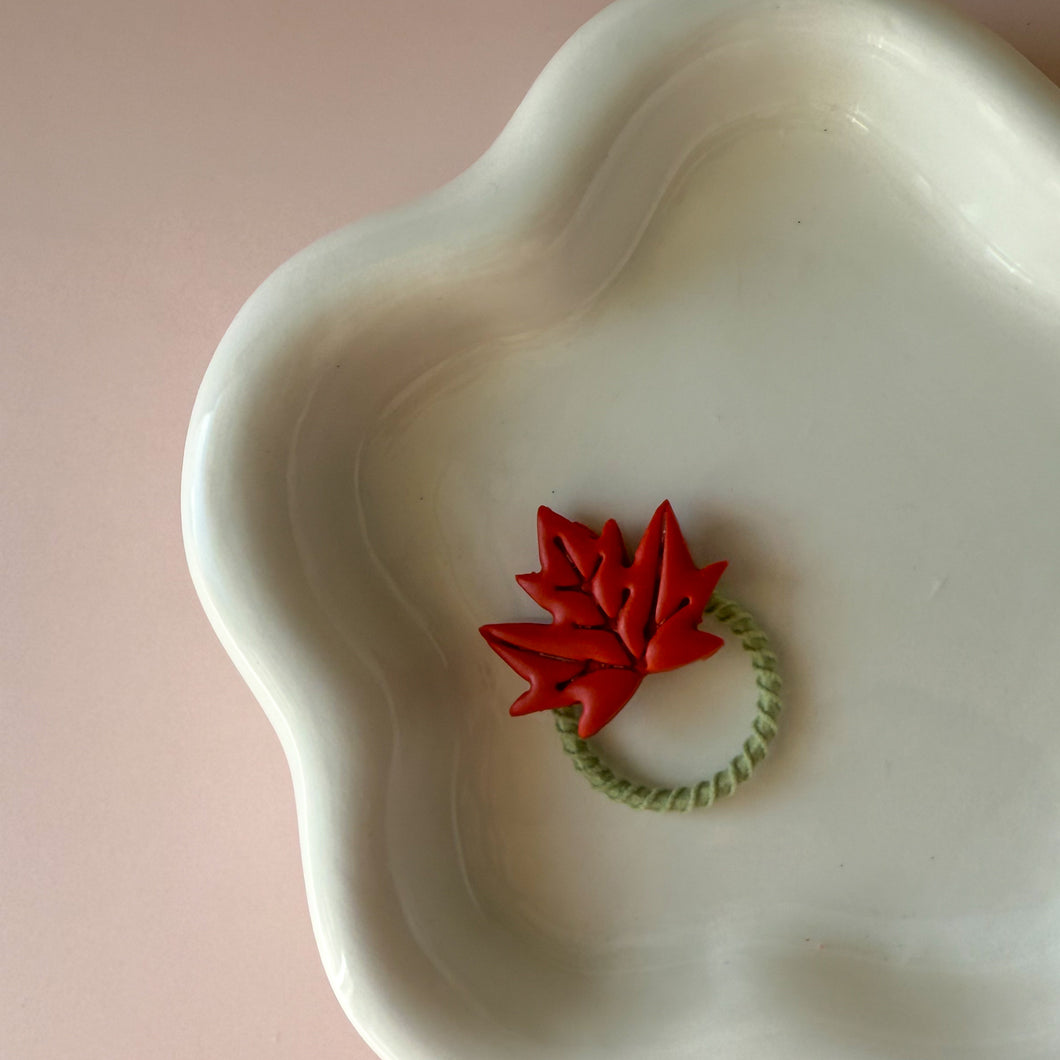 Haarelastiekje herfstblad donker rood small