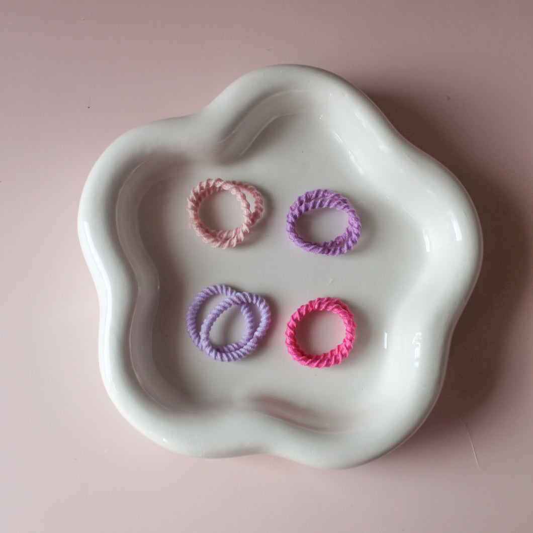 Haarelastiekjes roze en lila - set van 8