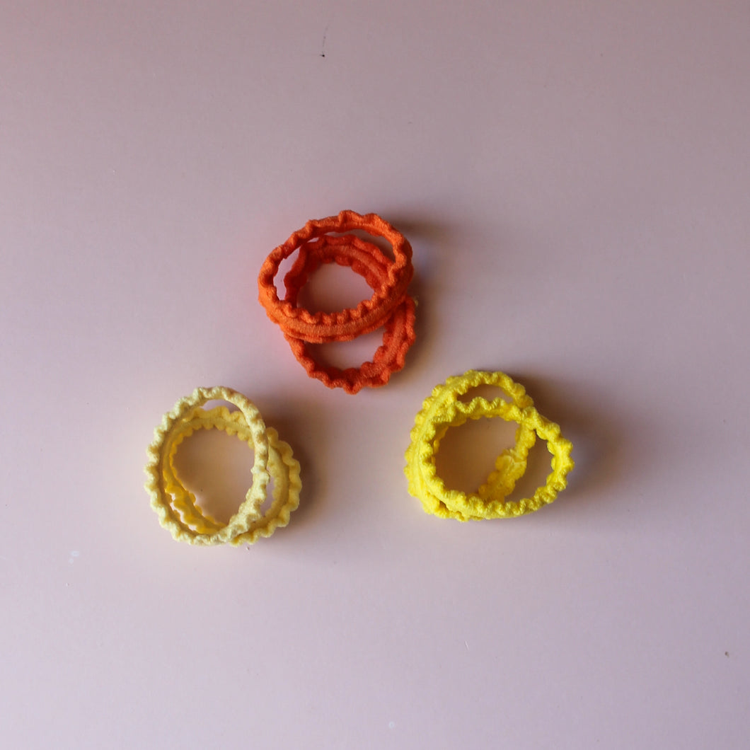Haarelastiekjes oranje en geel - set van 6